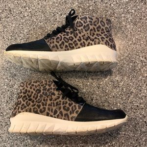 Abeo Black Leather and Leopard Suede Sneakers